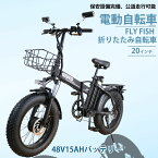 最強パワーのフル電動自転車 公道走行可能 FLYFISH 電動自転車 フル電動 アクセル付きパワフル500W 20インチ フル電動自転車 折りたたみ自転車 シマノ 7段変速 48V15Ah大容量バッテリー 最高速度40km/h カゴ付き 電動 ファットバイク 製品保証付 コンパクト 最大続行距離60km