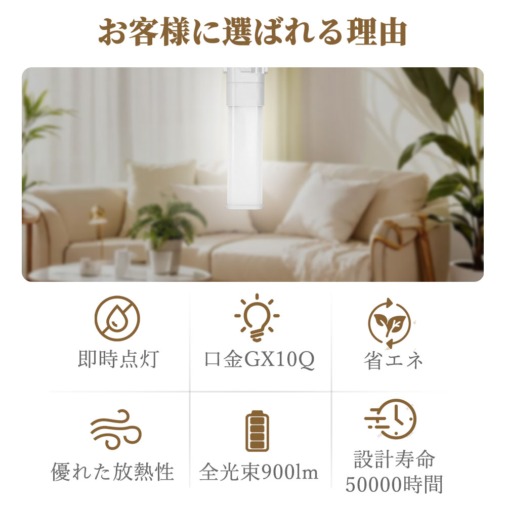 ledコンパクト蛍光灯 ledツイン蛍光灯 FPL9EX-L FPL9EX-N FPL9EX-D FPL9EX-W LEDランプ LED蛍光灯 パラライト蛍光灯 コンパクト蛍光灯 蛍光ランプ 口金GX10Q 明るさ900lm 乳白色pcカバー チラツキなし led電球 節電 防虫 無騒音 高演色性 LEDライト