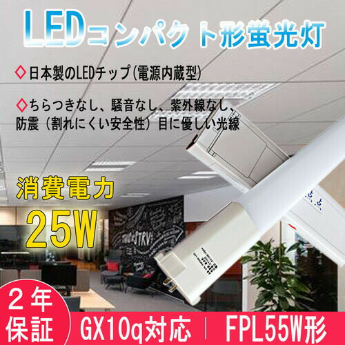 栃木県、埼玉県など倉庫があります。大量（100個以上）注文の場合ならメールで連絡して割引可能です。 午後3時前に注文して当日発送可能します。 【仕様】 ●口金：GY10q ●全光束：4000LM　 ●消費電力：25W ●色温度：昼白色5000K ●ビーム角：210° ●ボディ材質：アルミ＋ポリカバー ●入力電圧：AC86-265V(100-200V兼用) ●周波数：50-60Hz ●設計寿命：50000h ●重量：0.25kg ●サイズ：54*25*560mm 【工事】 照明器具の配線工事が必要で、施工説明書に参考してください。 A.器具はグロー式の場合グロー球を外すだけで工事不要。 B.器具はインバーター式とラビット式の場合、安定器を外して直結する必要があります。 【様々な場所で活躍】 家庭と商業両方とも利用できます。 家庭用：廊下、キッチン、リビングルーム、ベッドルーム、壁ランプ、テーブルランプ、バスルームなどに設置できます。 商業用：事務所、 オフィス、学校、病院、工場、商業ビル、廊下、階段の照明などに利用可能。 【認証と保証】 2年メーカー保証、日本の電気や材料セキュリティ法などの規則を適用されて、EMCとPSE認証準拠、及び雷サージ，静電，騒音発射，騒音遮断、フリッカー、難燃タイプ、絶縁Aタイプ 。 ☆専門設計チームを持ち、高性能・最安値のLED蛍光灯に追いかけます。環境対策のため、取材は全部回収可能、エコ製品です。 ☆工場直接販売、価格は安くて、納期の把握もできます！ ☆ 弊社は専門にLED灯を生産して販売して工場ですので、そして商品の品質を安心してください。弊社は日本向けのLED照明専門設計チームを持ち、次世代LED型エコ照明器具の研究や更新に全力を尽くします。 ☆弊社が設計したLED蛍光灯、取材は全部回収でき、自然環境に優しいです；紫外線やCO2の排出量も大幅に削減しました、長時間使用しても、健康無害でございます。 ☆商品の在庫が全部あります。注文するから出荷するまでただ24時間でございます。出荷の速度も速くて普通は、注文日から1~5日以内で受け取ることができます。 ☆本社の商品も日本のPSEがあります。安全性があるのLED照明でございます. ☆ 保証期間は発送された日から換算して2年間です。 保証条件は正しい使用方法により不具合が起きた場合、保証期間内で無料修理または交換させていただきます。運送料も弊社負担なので、安心してご購入ください。【他のサイズは以下をクリック】 FPL13EX-D FPL27EX-D FPL28EX-D FPL36EX-D FPL55EX-D FPR96EX-D FHP105EX-D