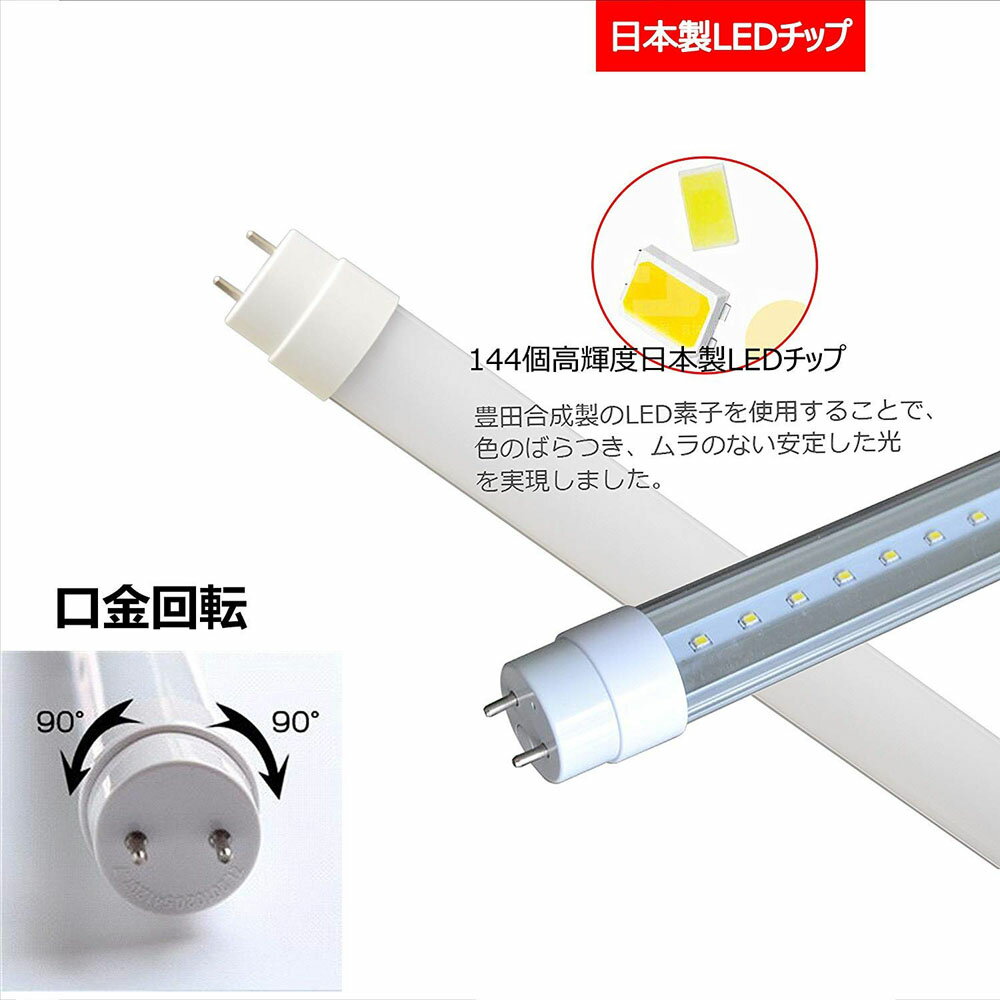 2本セット LED蛍光灯 40W形 直管 120cm グロー式 工事不要 口金 G13 高輝度 led照明 蛍光灯 天井 省エネ LED蛍光灯器具 ベースライト ユニット 照明器具 施設照明 LED 照明 PL保険加入済み 昼白色 5000K 全光束 3200LM 即納