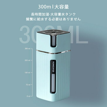 超音波卓上加湿器 オフィス 加湿器 アロマ 静音 小型 除菌 次亜塩素酸水対応 連続加湿約10時間 7色LEDランプ 大容量 300ml 空焚き防止 usb ナチュラル 車載 加湿器 ギフト