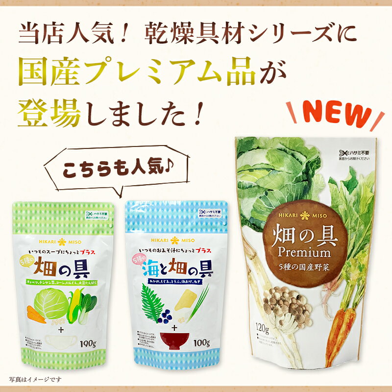 【まとめ買い 送料無料】5種の国産野菜 ドライベジタブルミックス畑の具Premium 120g×4袋ドライ野菜 カット野菜 保存食 非常食 備蓄 具材 キャベツ ほうれん草 にんじん ぶなしめじ ごぼう スープの具（1,656円/1袋）