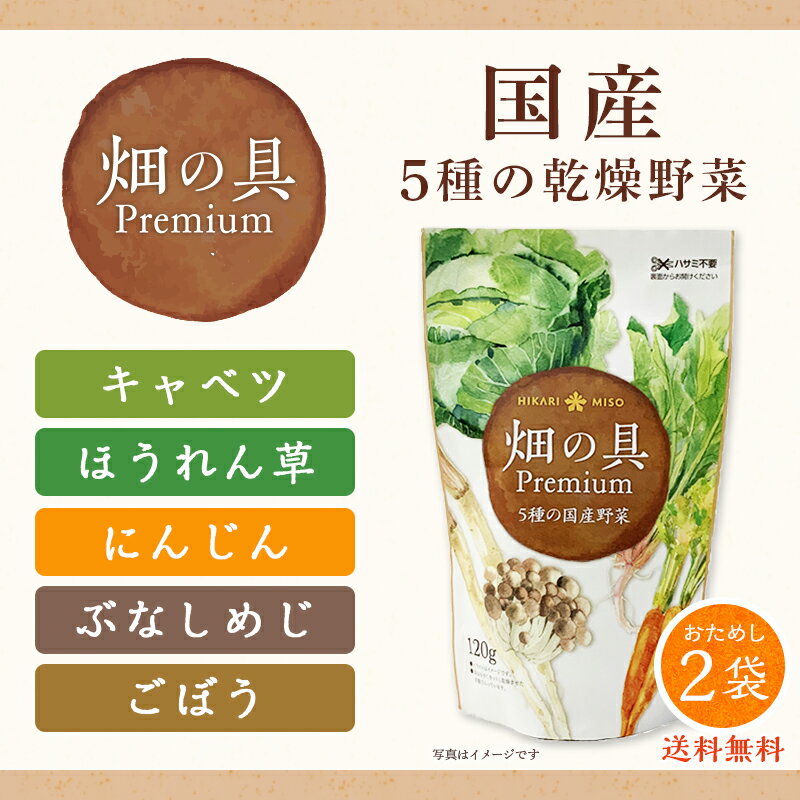 【お試し送料無料】5種の国産野菜 ドライベジタブルミックス畑の具Premium 120g×2袋ドライ野菜 カット野菜 保存食 非常食 備蓄 具材 キャベツ ほうれん草 にんじん ぶなしめじ ごぼう スープの具 (1710円/1袋)