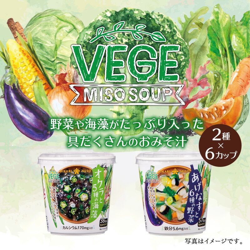 楽天ひかり味噌　楽天市場店カップ 味噌汁 VEGE MISO SOUP 2種 セット（オクラ あげなす）×各種6カップ具沢山 即席 みそ汁 インスタント 簡単 便利 即席 手軽 野菜 ランチ アウトドア 食品 ひかり味噌