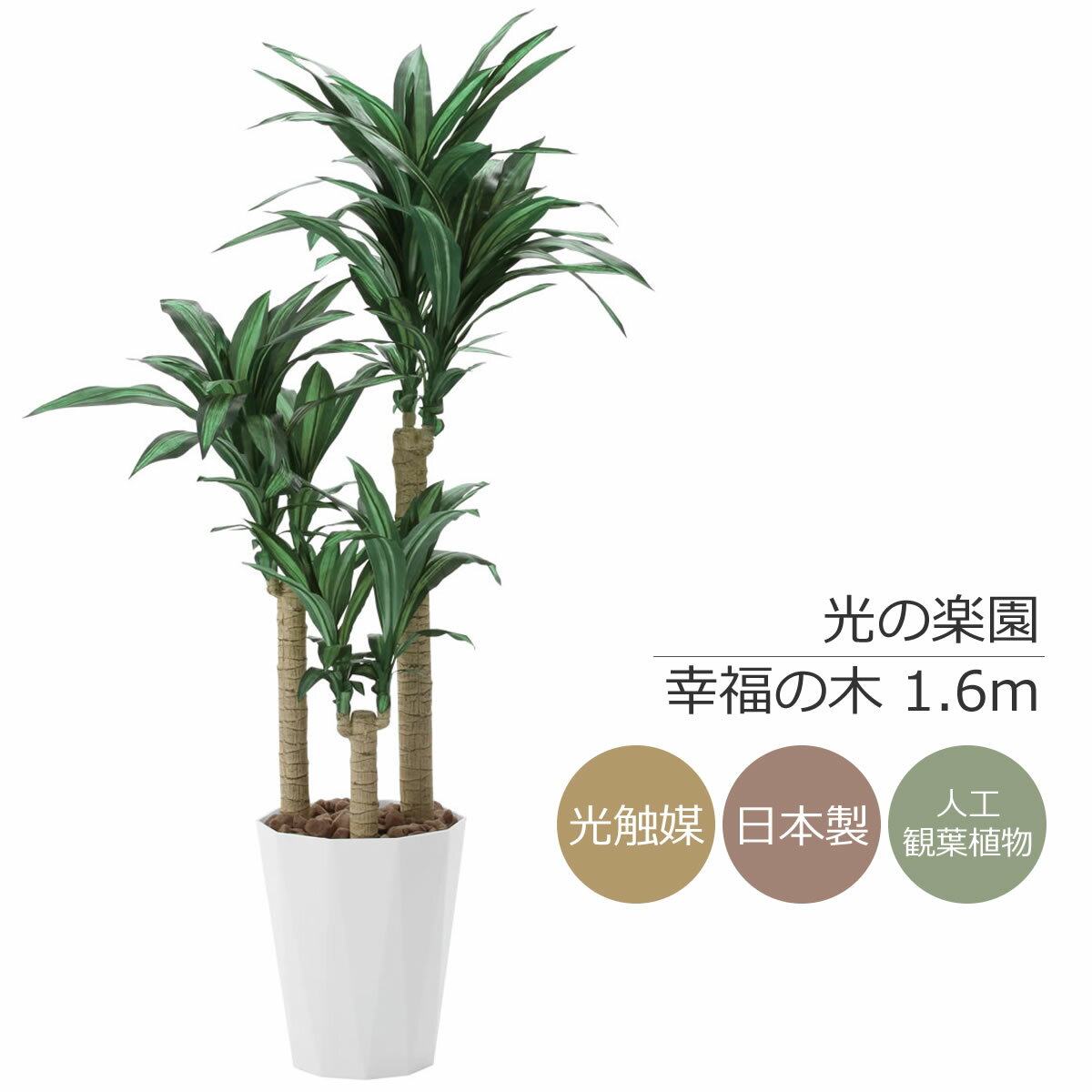 光触媒 光の楽園 幸福の木 1.6m フェイクグリーン 人工観葉植物(400K330)【ラッピング不可】