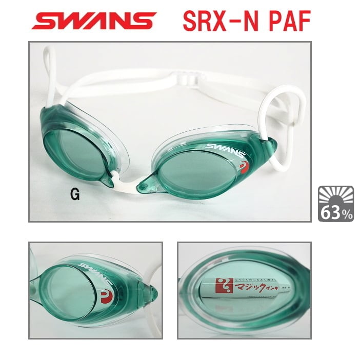 スイミングゴーグルSWANS スワンズ クッション付き SRX fina承認 クリアタイプ PREMIUM ANTI-FOG 水泳 SRX-NPAF-G