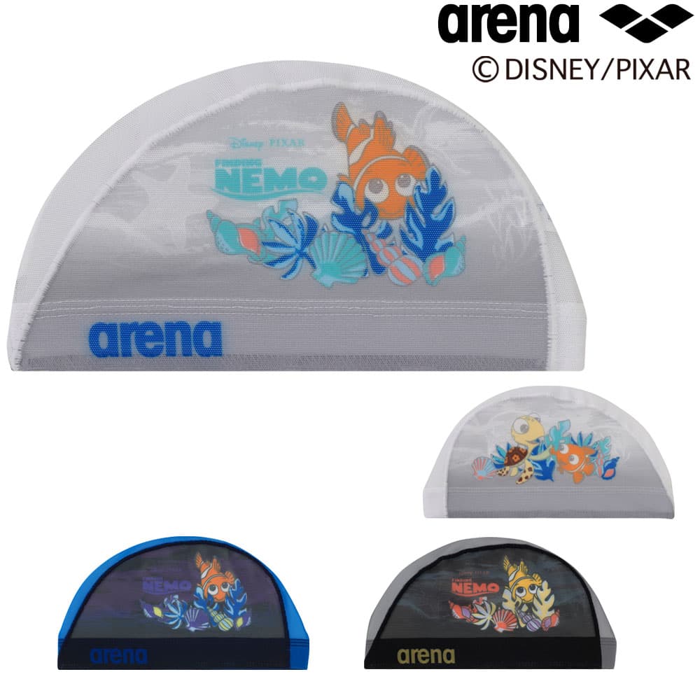 【店内商品3点以上でさらに3%OFFクーポン配布中】アリーナ ARENA 水泳 メッシュキャップ スイムキャップ 昇華プリント ディズニー『ファインディング・ニモ』 水泳小物 2024年春夏モデル DIS-4010