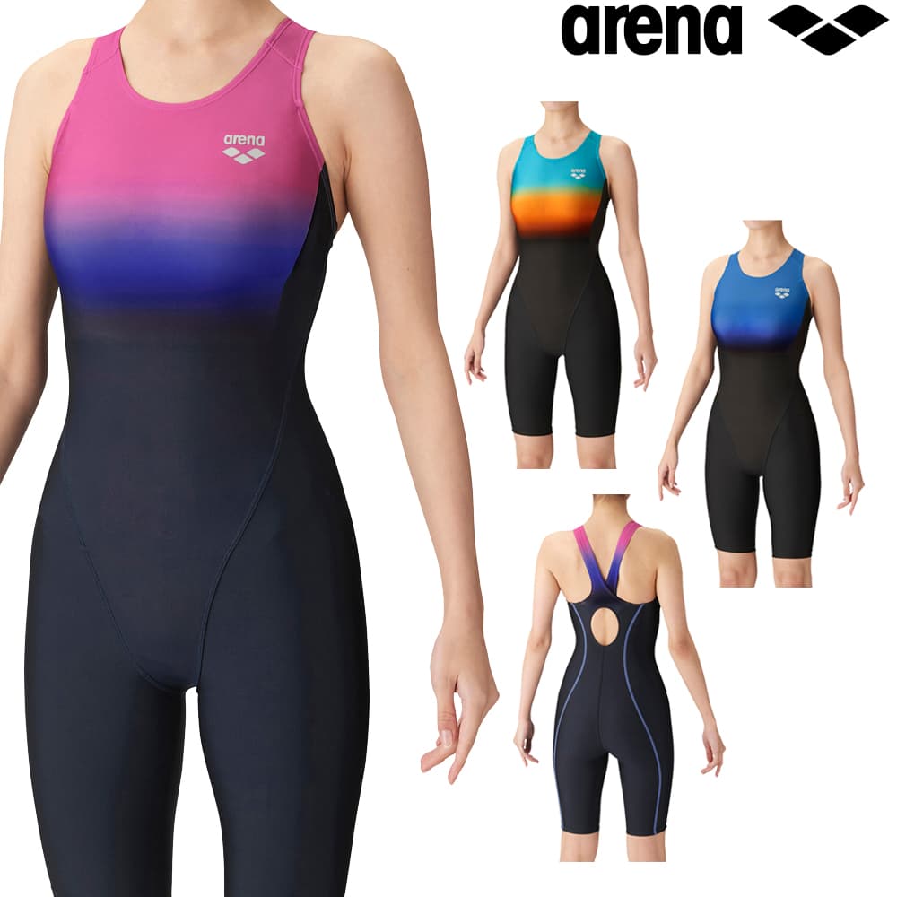 アリーナ ARENA フィットネス水着 レディース スパッツ オープンバック・ハーフレッグ パッド付き AQUA EXA ダブルエステルWR 2024年春夏モデル LAR-4210W