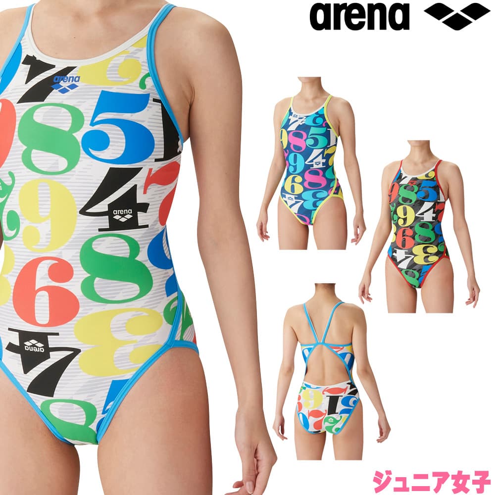 ショップトップ&nbsp;&gt;&nbsp;カテゴリトップ&nbsp;&gt;&nbsp;ARENA(アリーナ)■メーカー希望小売価格はメーカーカタログに基づいて掲載しています ※当店SWIMSHOPヒカリスポーツの掲載商品は 全て当店在庫となります。 ※総柄デザインの水着または、切替部分が柄デザインになっている水着は、商品によって裁断箇所が変わり、見た目のデザインが異なります。 こちらにつきましてはご了承願います。 ※商品画像は大人用を使用しています。 実際の商品は子供用(ジュニア)となります。 ■製造販売：デサントジャパン株式会社 ■素材・特徴 【タフスキンEP】 (ポリエステル100％) 耐久性に優れ、環境に配慮したリサイクルポリエステル素材。 ポリウレタンを含まないため、耐塩素性に優れます。 従来からの弱点であった伸びと回復を、通常の水着素材と同程度まで改質。 【フルダルUV】 (ポリエステル84％・ポリウレタン16％) 特殊糸の使用によりマットな表面感と高い発色性を持ち、明るいカラーが鮮やかに映える素材。 UVカット機能にも優れ、UPF(紫外線保護指数)50+を実現 【トレーニングワンピース(オープンバック)】 競泳モデルに近く背中が開いたカッティング。 クラシックコンペのスタイルです。 【背面形状：オープンバック】 【前身裏地付き(WHTのみ前後裏地付き)】 【公式大会使用不可】 24SSテーマ柄《COLORS OFEXCITEMENT》の水着です。 ※この商品は縫製上、一点一点プリント柄の見え方に違いが生じますので予めご了承ください。 ※前身頃にカラーの裏地が付きます。(WHTのみ前後) ■カラーバリエーション WHT：ホワイト(裏地ピンク) NVY：ネイビー(裏地イエロー) BLK：ブラック(裏地ブラック) よく一緒に購入されている商品SWANS スワンズ スイムゴーグル専用くもり748円アリーナ ARENA 競泳水着 レディース 練3,553円スピード SPEEDO 競泳水着 ジュニア男子3,927円新着商品はこちら2024/5/20SAVAS ザバス シェイプ＆ビューティ ミル1,458円2024/5/20丸眞 マルシン 巻きタオル 80cm丈 スーパ1,771円2024/5/19ミズノ MIZUNO 競泳水着 ジュニア女子 8,426円再販商品はこちら2024/5/25丸眞 マルシン 巻きタオル 60cm丈 スーパ1,309円2024/5/25丸眞 マルシン 巻きタオル 80cm丈 スーパ1,771円2024/5/25glico グリコ エキストラアミノアシッドプ3,456円