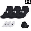 【店内商品3点以上でさらに3%OFFクーポン配布中】アンダーアーマー UNDER ARMOUR UAトレーニング コットン ノーショー ソックス 3足セット ユ...