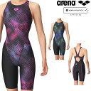 デサントジャパン株式会社 アリーナ ARENA 競泳水着 レディース WA承認モデル レーシングワンピーススパッツ オールインワン オープンバック ハーフレッグ AQUA RACING AQUA STRIPE-D 2024年秋冬モデル