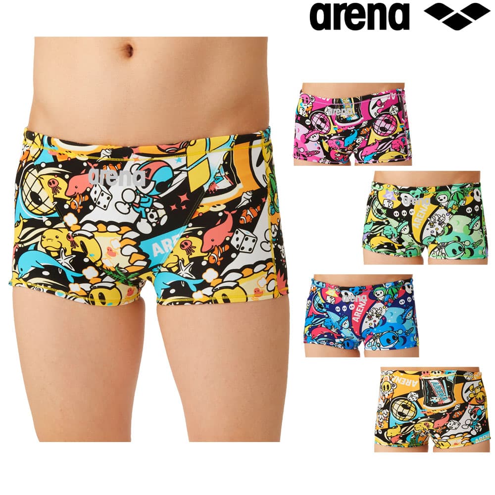 【店内商品3点以上でさらに3％OFFクーポン配布中】アリーナ ARENA 競泳水着 練習用水着 メンズ トレーニングスパッツ ショートレッグ アリーナ君 タフスキンEP 競泳練習水着 2024年秋冬モデル AS4FWM19M