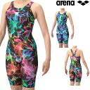 【店内商品3点以上でさらに3%OFFクーポン配布中】アリーナ ARENA フィットネス水着 レディース フィットネスワンピーススパッツ オープンバック ハーフレ...