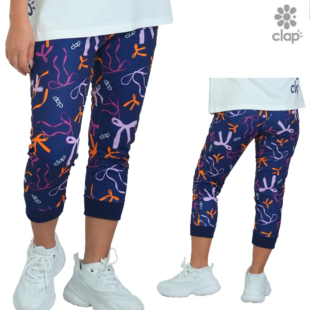 クラップ CLAP リボンクラップ イーシュット レディース クロップドパンツ スポーツアパレル トレーニング フィットネス 女性 大人可愛い CE25028