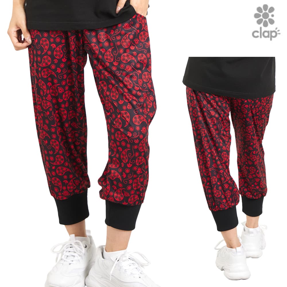 【店内商品3点以上でさらに3％OFFクーポン配布中】クラップ CLAP ペイズリークラップ イージー レディース クロップドパンツ スポーツアパレル トレーニング フィットネス 女性 CE25029