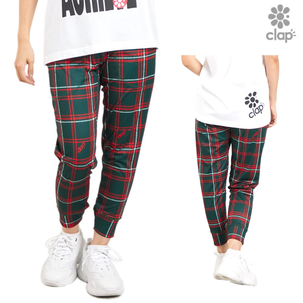 【店内商品3点以上でさらに3％OFFクーポン配布中】クラップ CLAP ホーリーチェック HOLLY CHECK クロップドパンツ レディース スポーツアパレル トレーニング フィットネス 女性 CE25033