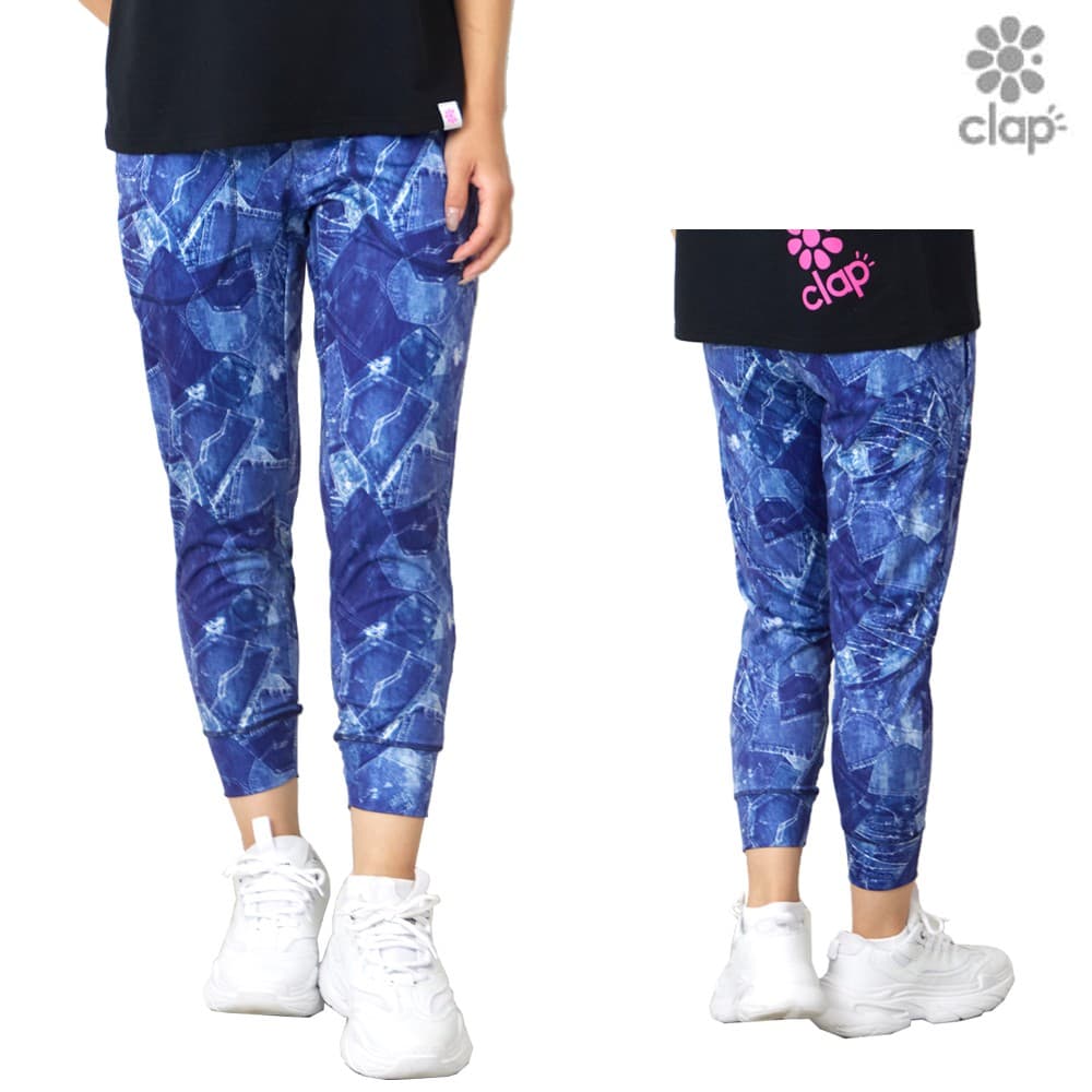 【店内商品3点以上でさらに3％OFFクーポン配布中】クラップ CLAP DENIM POCKET デニムポケット クロップドパンツ レディース スポーツアパレル トレーニング フィットネス 女性 CE25036