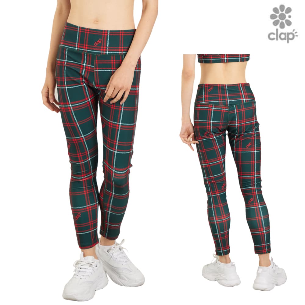 【店内商品3点以上でさらに3％OFFクーポン配布中】クラップ CLAP ホーリーチェック HOLLY CHECK レギンス レディース スポーツアパレル トレーニング フィットネス 女性 CL25022