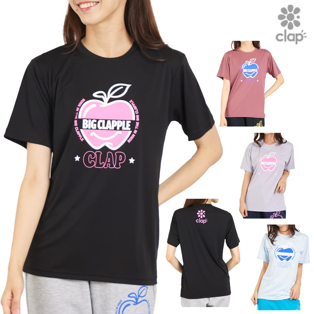 【店内商品3点以上でさらに3％OFFクーポン配布中】クラップ CLAP ビッグクラップル ドライティー Tシャツ 半袖 レディース スポーツアパレル トレーニング フィットネス 女性 CTS25081