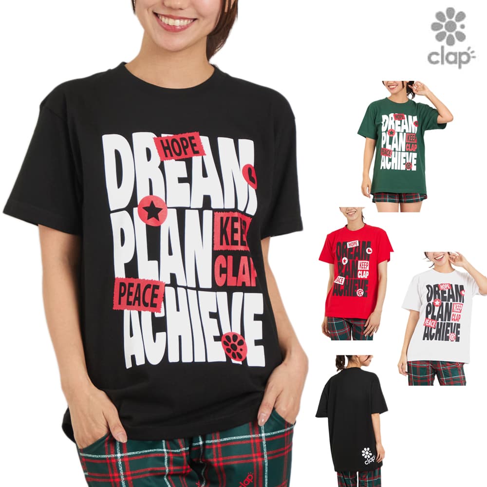 【店内商品3点以上でさらに3％OFFクーポン配布中】クラップ CLAP ドリームプランアチーブ DREAM PLAN ACHIIVE ティー レディース Tシャツ 半袖 スポーツアパレル トレーニング フィットネス 女性 CTS25084