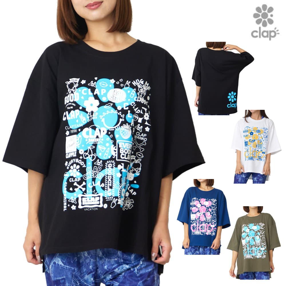 【店内商品3点以上でさらに3％OFFクーポン配布中】クラップ CLAP STICKER ステッカー ビッグティー レディース Tシャツ 半袖 スポーツアパレル トレーニング フィットネス 女性 CTS25093
