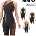 【店内商品3点以上でさらに3%OFFクーポン配布中】アリーナ ARENA 競泳水着 レディース WA承認モデル レーシングワンピーススパッツ オープンバック ハーフレッグ オールインワン AQUA RACING AQUA STRIPE-D 2025年秋冬モデル AS5FRC60L fina マーク あり