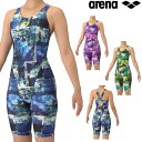 【店内商品3点以上でさらに3%OFFクーポン配布中】アリーナ ARENA フィットネス水着 レディース フィットネスワンピーススパッツ オープンバック ハーフレッグ ぴったりパッド オールインワン AQUA EXA ダブルエステルWR パッド付き 2025年秋冬モデル WAVES AS5FWF05L