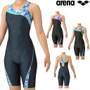 アリーナ ARENA フィットネス水着 レディース フィットネスワンピーススパッツ オープンバック ハーフレッグ ぴったりパッド オールインワン AQUA EX...