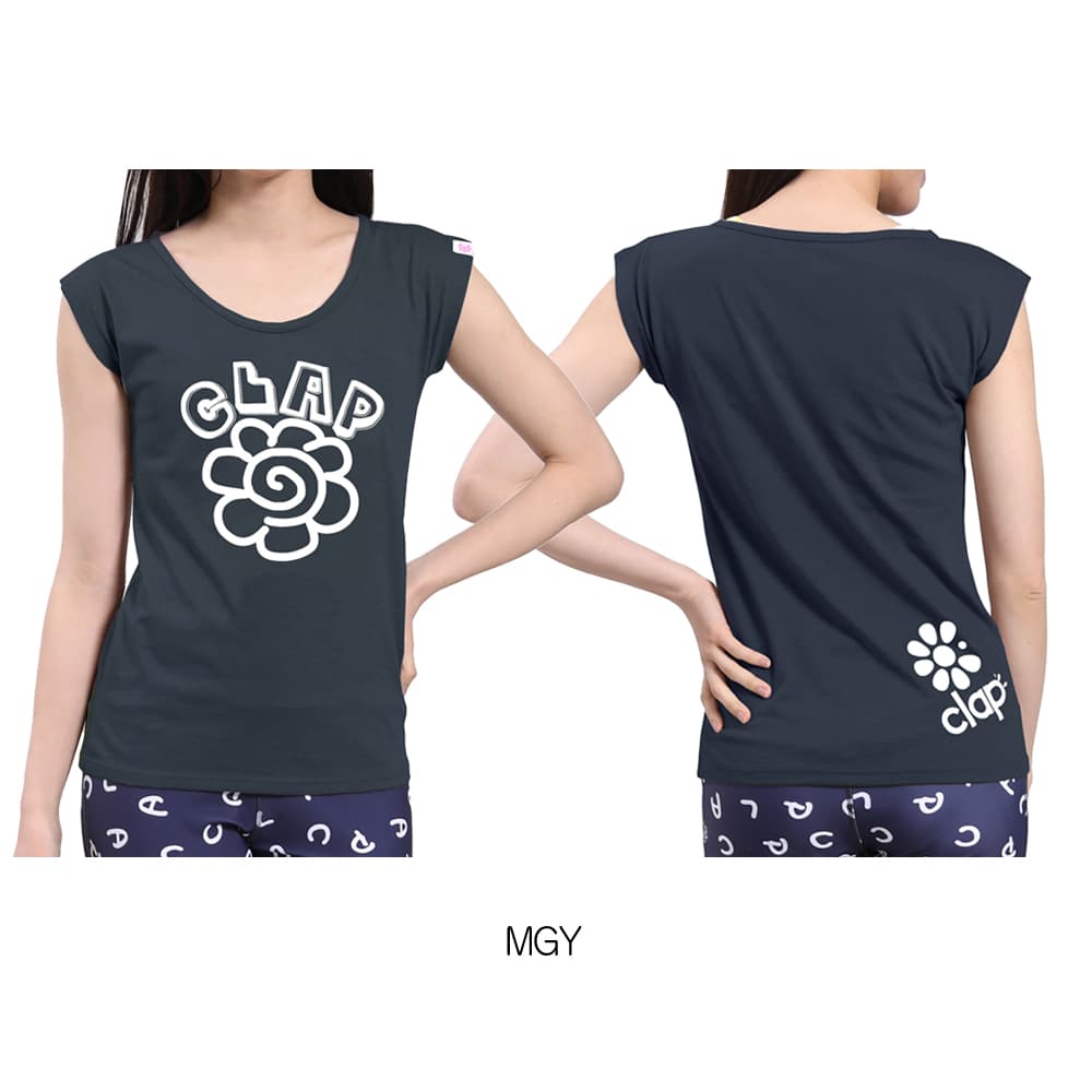 クラップ CLAP ハナマルクラップ ストレッチティー レディース Tシャツ 半袖 スポーツアパレル トレーニング フィットネス 女性 CTS25039