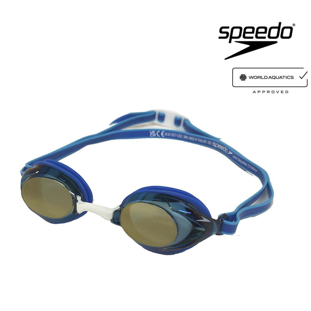 【店内商品3点以上でさらに3％OFFクーポン配布中】スピード SPEEDO 水泳 レーシングゴーグル ジュニア ヴァンクイッシャー3.0 ミラーレンズ クッション付き ANTI-FOG くもり止め WA承認モデル 競泳 SEB02551 fina承認