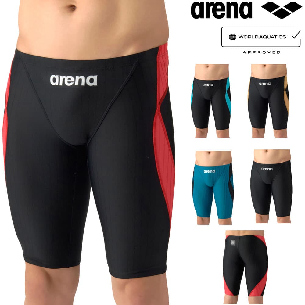 乐天商城 - アリーナ ARENA 競泳水着 メンズ WA承認モデル AQUA RACING ECO AQUA STRIPE レーシングスパッツ ハーフレッグ 2026年春夏モデル AS6SRC55M fina マーク あり