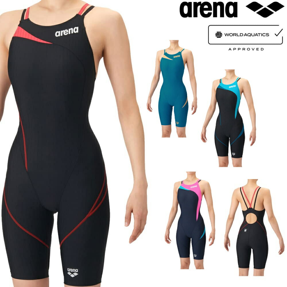 Rakuten - アリーナ ARENA 競泳水着 レディース WA承認モデル AQUA RACING ECO AQUA STRIPE-D ダブルストラップ レーシングワンピーススパッツ オープンバック ハーフレッグ オールインワン 2026年春夏モデル AS6SRC56L fina マーク あり