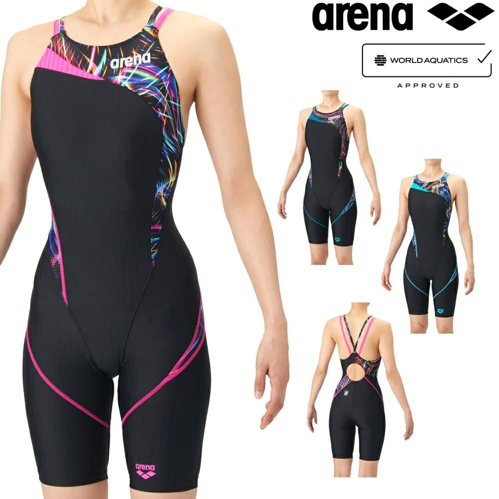 Rakuten - アリーナ ARENA 競泳水着 レディース WA承認モデル AQUA RACING ECO AQUA STRIPE-D ダブルストラップ レーシングワンピーススパッツ オープンバック ハーフレッグ オールインワン 2026年春夏モデル AS6SRC75L fina マーク あり