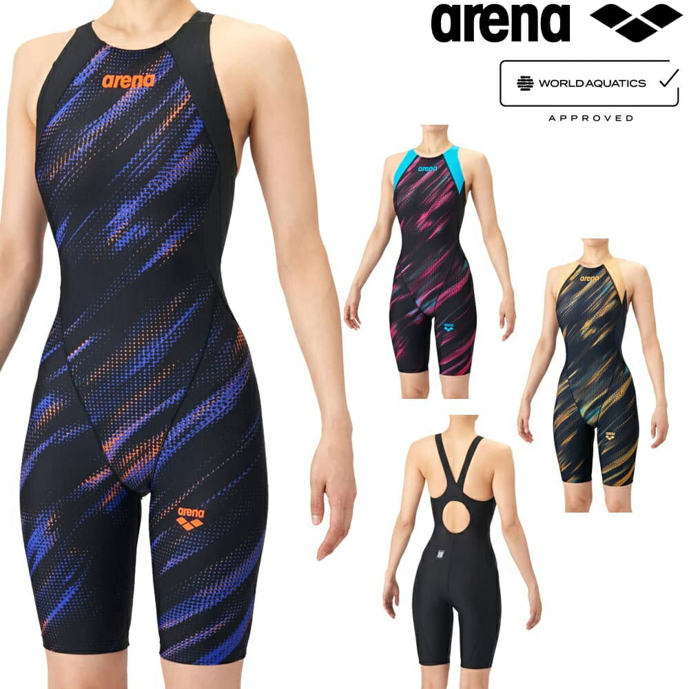 アリーナ ARENA 競泳水着 レディース WA承認モデル ECO AQUA RACING ECO AQUA STRIPE-D レーシングワンピーススパッツ オープンバック ハーフレッグ オールインワン 2026年春夏モデル AS6SRC78L fina マーク あり