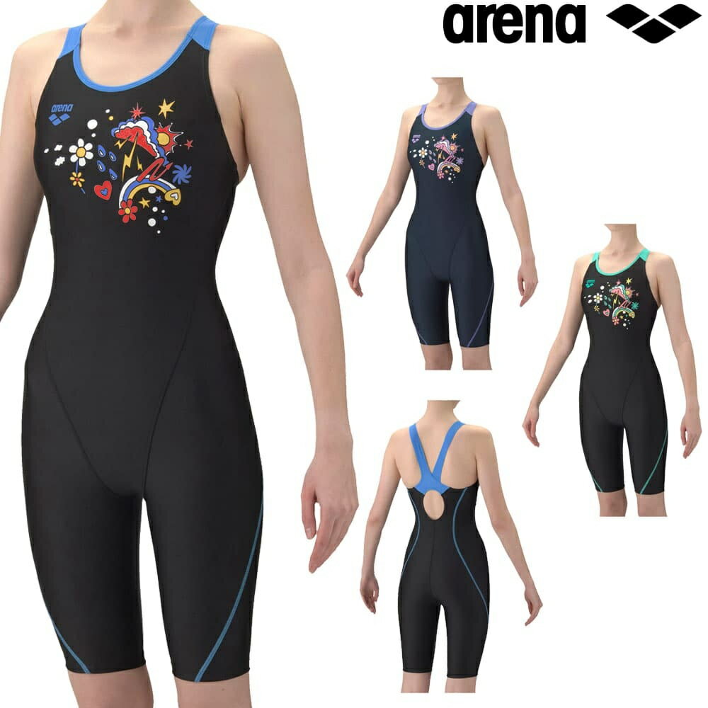 乐天商城 - アリーナ ARENA フィットネス水着 レディース AQUA EXA ダブルエステルWR VIBRANT WEATHER フィットネスワンピーススパッツ オープンバック ハーフレッグ ぴったりパッド パッド付き オールインワン 2026年春夏モデル AS6SWF09L