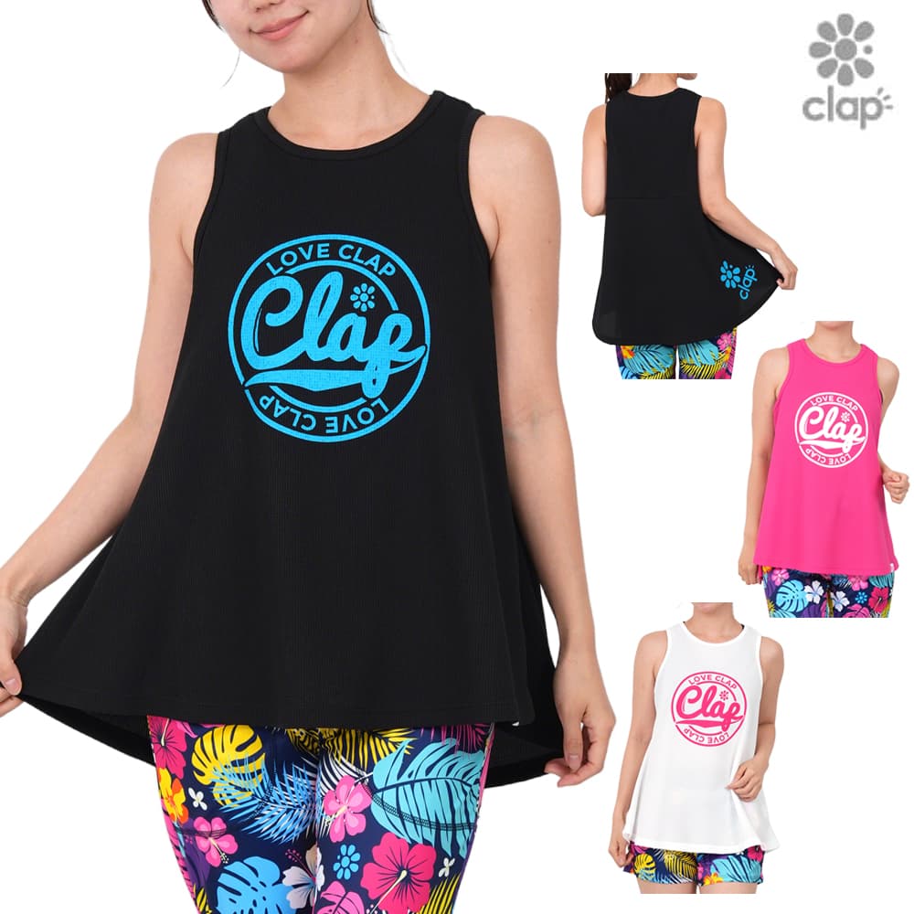 ショップトップ&nbsp;>&nbsp;カテゴリトップ&nbsp;>&nbsp;ウェアー&nbsp;>&nbsp;トップス・Tシャツ・ポロシャツ類 ※当店SWIMSHOPヒカリスポーツの掲載商品は 全て当店在庫となります。 ※ご注意※ こちらの商品につきまして、プリント部分にかすれのようなものがございますが 商品の仕様となっております。予めご了承をお願い致します。 ■製造販売：有限会社スタイルバイク ■素材・特徴 【ポリエステル 100％・ワッフル生地】 ■サイズ(Mサイズ・平置き) 着丈:約前53.5cm、後65cm 身幅:約45cm ※弊社採寸による寸法になります。 形状的理由などにより若干の誤差がございます。 【LOVE-CLAP】 スタンプを押したような大胆なロゴが目を引くシンプルながらもインパクトがある定番人気のロゴデザインです。 久々のフレアータンクは人気のワッフル素材で登場です。 ■カラーバリエーション BK：ブラック HP：ホットピンク WH：ホワイト 新着商品はこちら2026/10/24クラップ CLAP ハロウィンクラップ ティー6,050円2026/10/24クラップ CLAP ハロウィン ティー レディ6,050円2026/10/24クラップ CLAP メイクアップクラップ ドル7,920円再販商品はこちら2026/10/24SWANS スワンズ デミスト用ケース マーブ693円2026/10/24SWANS スワンズ IDケース用ストラップ 660円2026/10/24Namala ナマラ ヨガマット6mm フィッ1,650円
