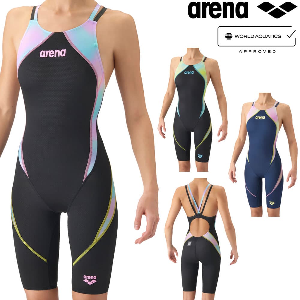 乐天商城 - アリーナ ARENA 競泳水着 レディース WA承認モデル レーシングワンピーススパッツ オープンバック ハーフレッグ ダブルストラップ オールインワン AQUA ADVANCED AQUA XTREME Flow Scape 2026年秋冬先行モデル AS6FRC44L fina マーク あり