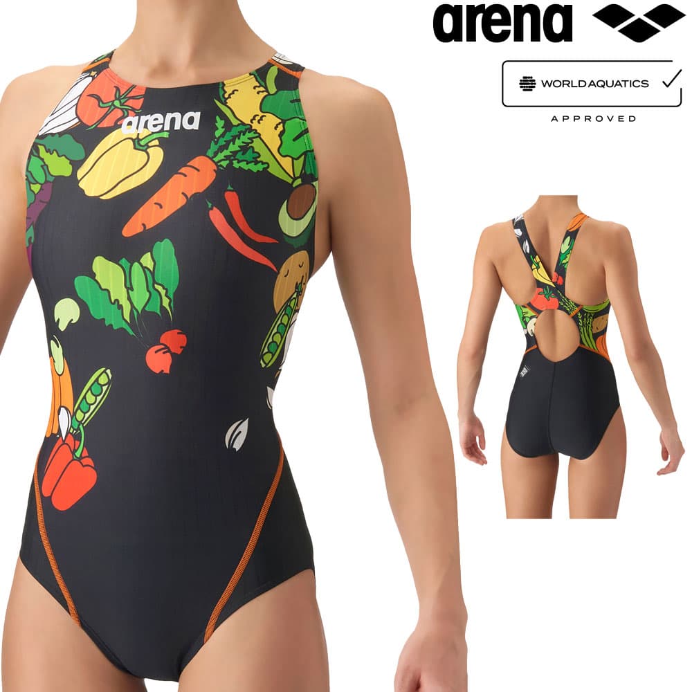 アリーナ ARENA 競泳水着 レディース WA承認モデル レーシングワンピース オープンバック AQUA RACING ECO AQUA STRIPE Fresh Dip 2026年秋冬モデル AS6FRCF2L fina マーク あり