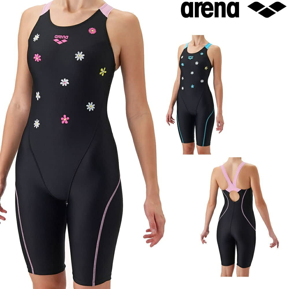 アリーナ ARENA フィットネス水着 レディース フィットネスワンピーススパッツ オープンバック ハーフレッグ ぴったりパッド パッド付き オールインワン AQUA EXA ダブルエステルWR Botanical Pause 2026年秋冬モデル AS6FWF08L
