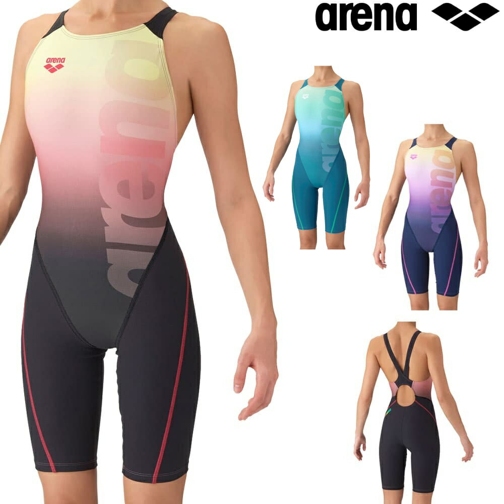 乐天商城 - アリーナ ARENA 競泳水着 練習用水着 レディース トレーニングワンピーススパッツ オープンバック ハーフレッグ オールインワン タフスーツ タフスキンEP Flow Scape 競泳練習水着 2026年秋冬先行モデル AS6FWM11L