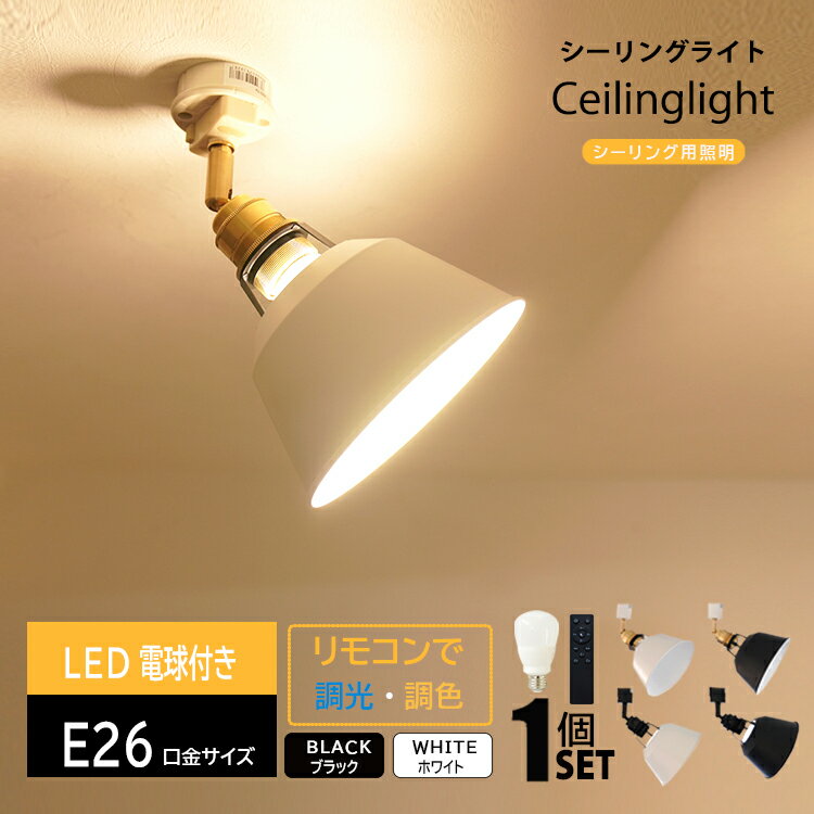 【照明器具x1 LED電球x1 リモコンx1付き】小型 シーリングライト 1灯 真鍮 スポットライト E26 照明器具 1灯 天井照明 引掛けシーリング用 led インテリア 北欧 玄関 トイレ カフェ 調光 調色 …