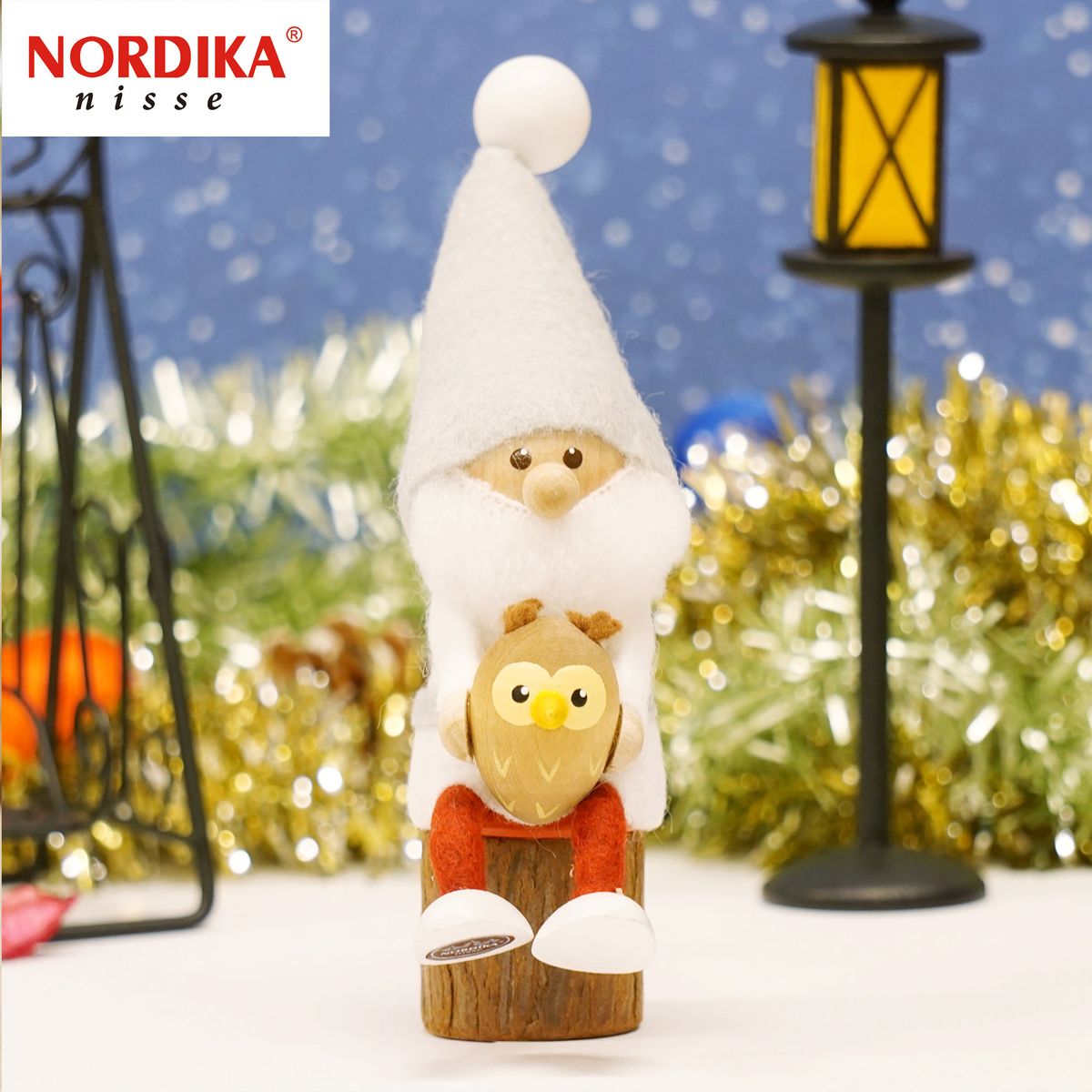【30％OFFクーポン 在庫品限り】正規品 ノルディカ ニッセ NORDIKA nisse クリスマス人形 フクロウを抱えたサンタ サイレントナイト 約120mmのサムネイル