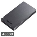 バッファロー 小型ポータブルSSD USB3.2 Gen2対応 耐振動 耐衝撃 名刺サイズ 480GB ブラック SSD-PGM480U3-B/N