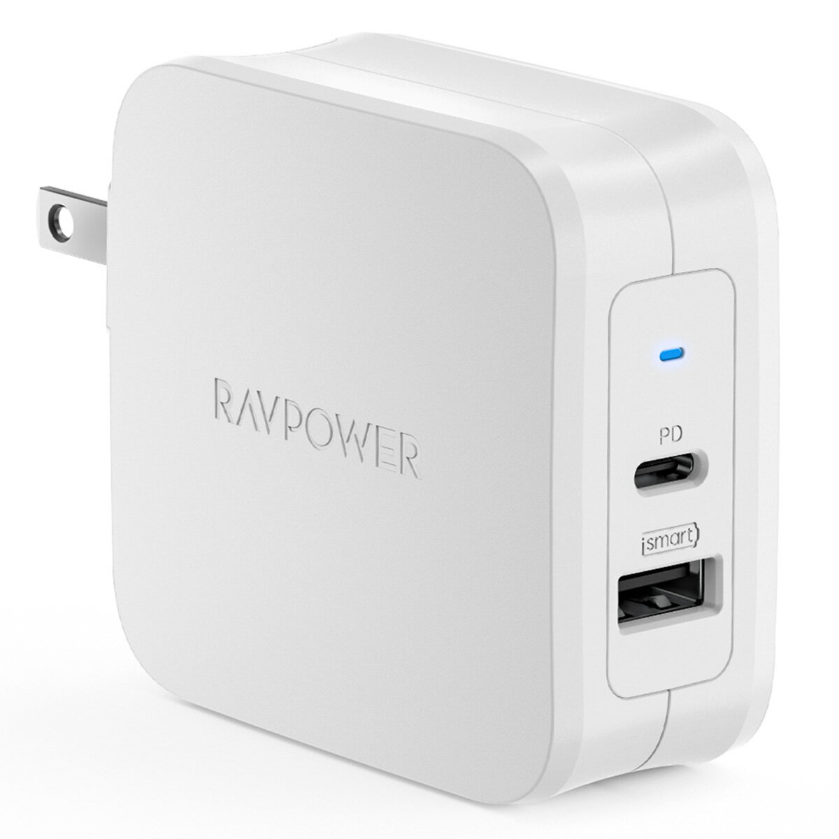 RAVPower モバイルバッテリー RAVPower Power Delivery 3.0対応 61W USB充電器 RP-PC105 ホワイト(USB Type-C 1ポート / USB Type-A 1ポート / 折畳プラグ式 / PD 3.0対応)　SNV-RP-PC105-W RP-PC105-WH