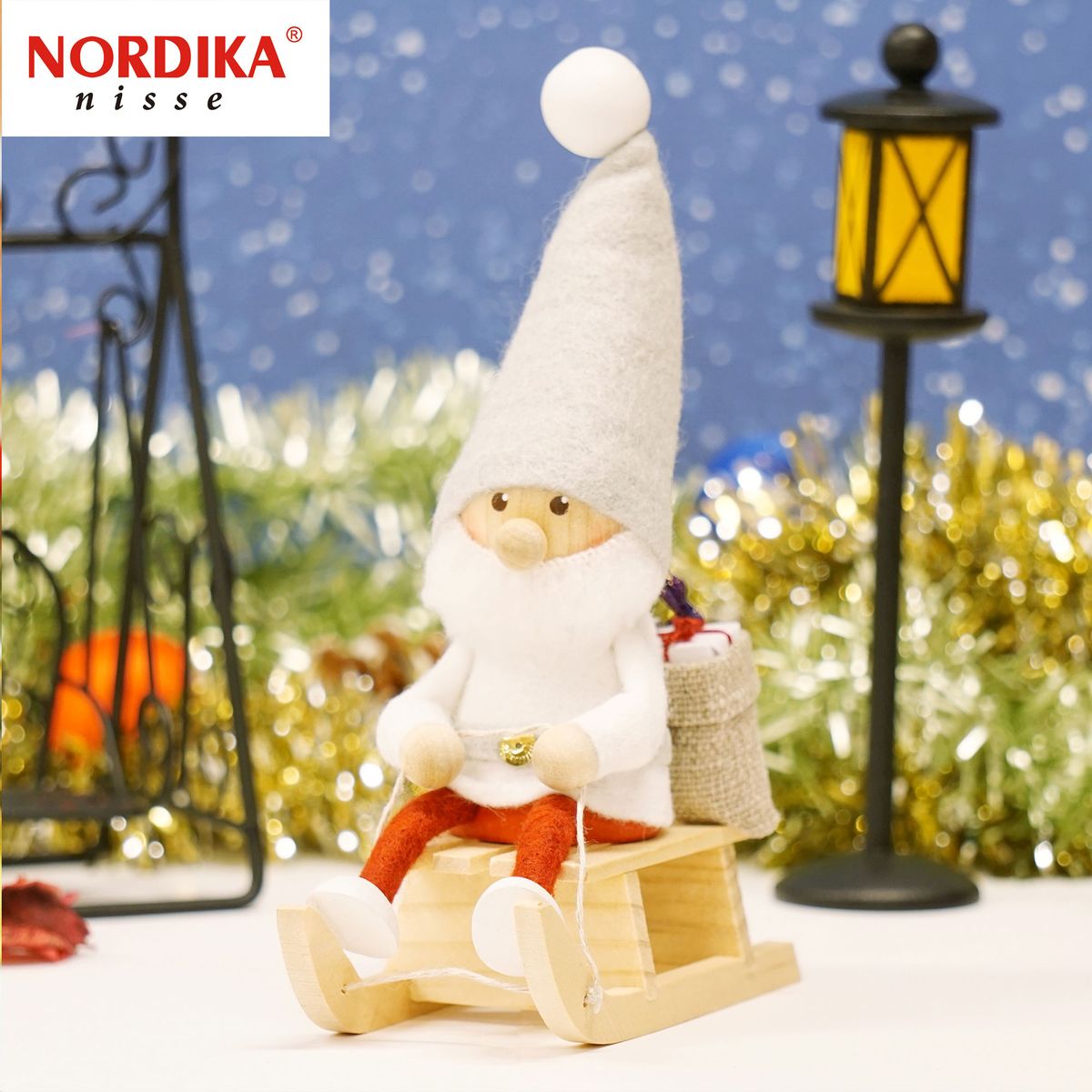 【30％OFFクーポン 在庫品限り】正規品 ノルディカ ニッセ NORDIKA nisse クリスマス人形 そりに乗るサンタ サイレントナイト 約150mmのサムネイル