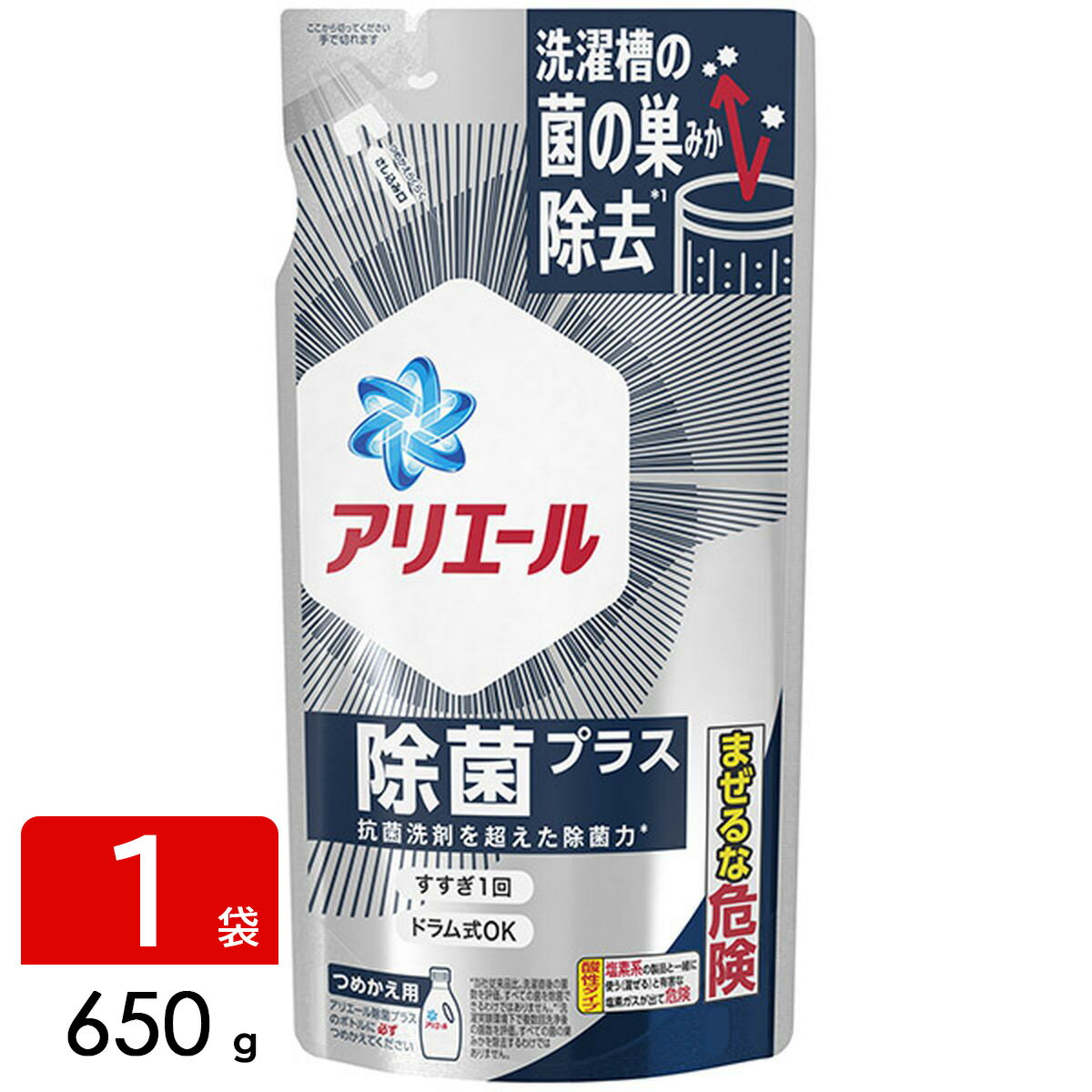 P&G 【在庫処分】アリエール 洗濯洗剤 液体 除菌プラス 詰め替え 通常サイズ 650gのサムネイル
