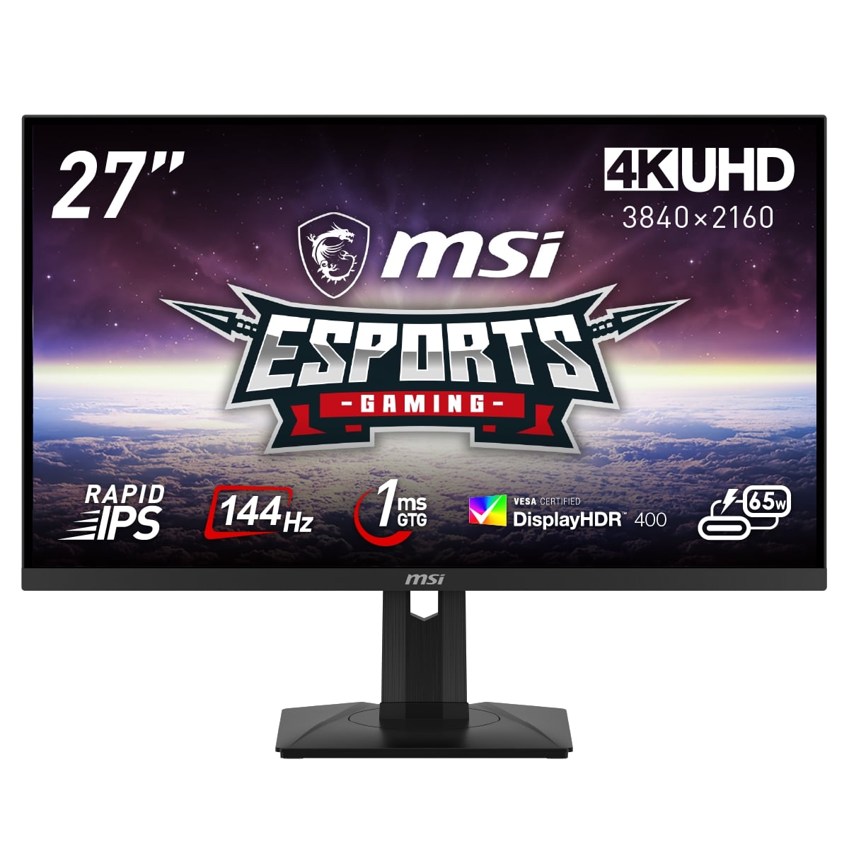 MSI 平面ゲーミングモニター 27インチ/4K UHD/144Hz/Rapid IPSパネル/ピボット対応可 MAG-274UPF