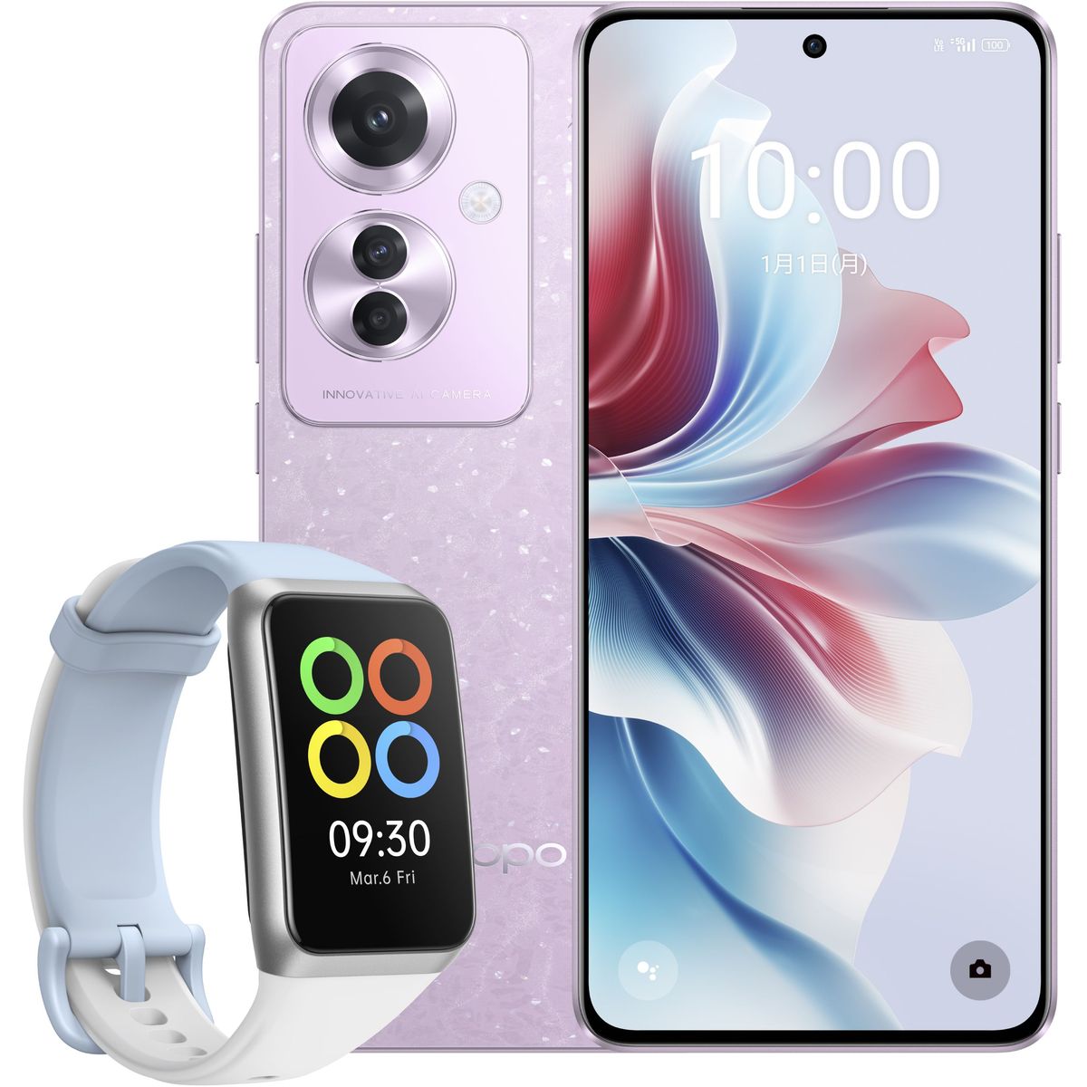 OPPO [販促品セット] Reno11 A コーラルパープル [SIMフリースマホ] + Band 2 ライトブルー CPH2603-PLのサムネイル