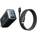 ANKER Anker PowerPort III 3-Port 65W Pod with USB-C&USB-C【独自技術Anker GaN II採用/PD/PPS/PSE技術基準適合/折りたたみプラグ】ケーブル付属 ブラック B2667N12