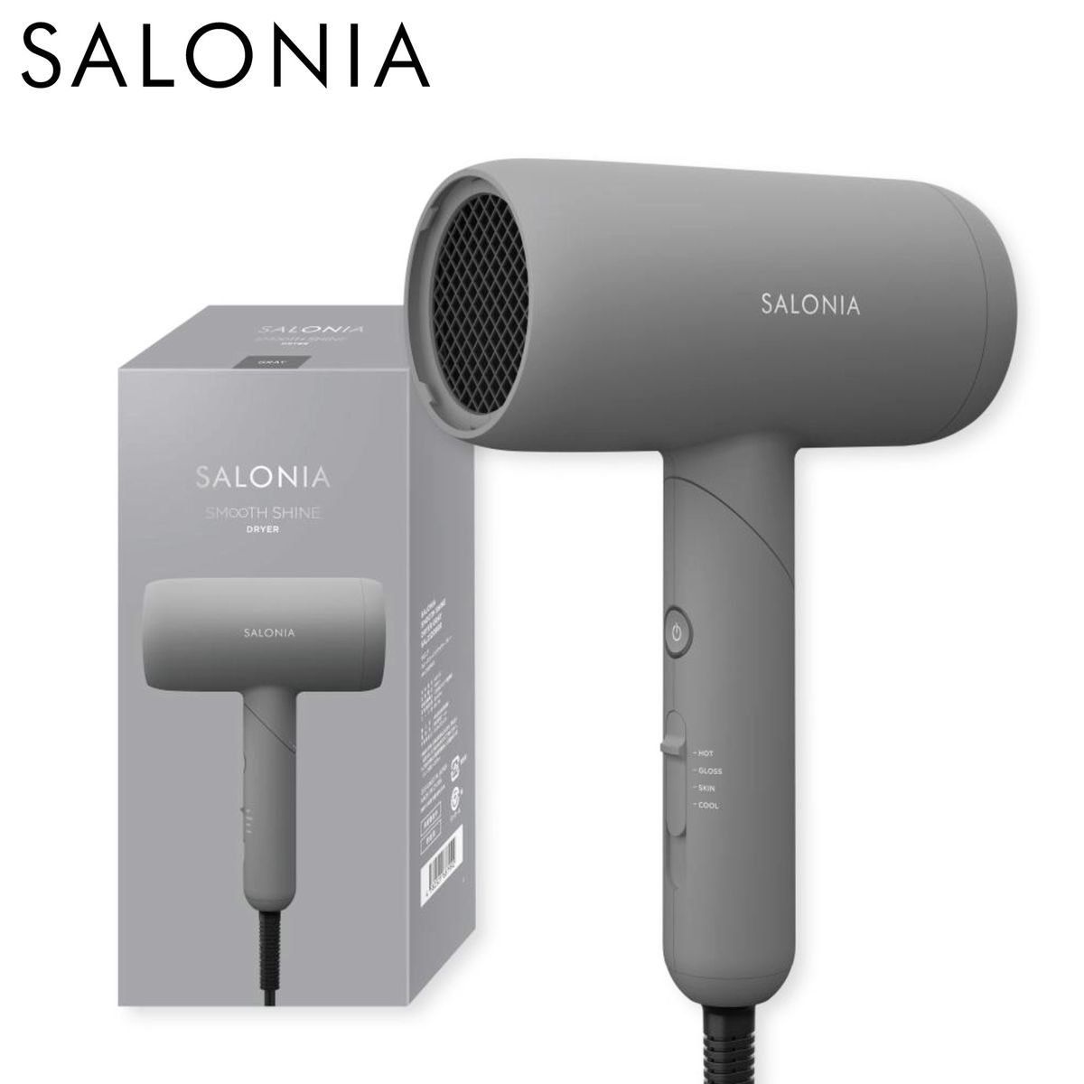 【ブラックフライデー開催中】 I-ne 【正規品】 サロニア スムースシャインドライヤー グレー 8モード搭載 速乾 低温風 大風量 マイナスイオン プレゼント...